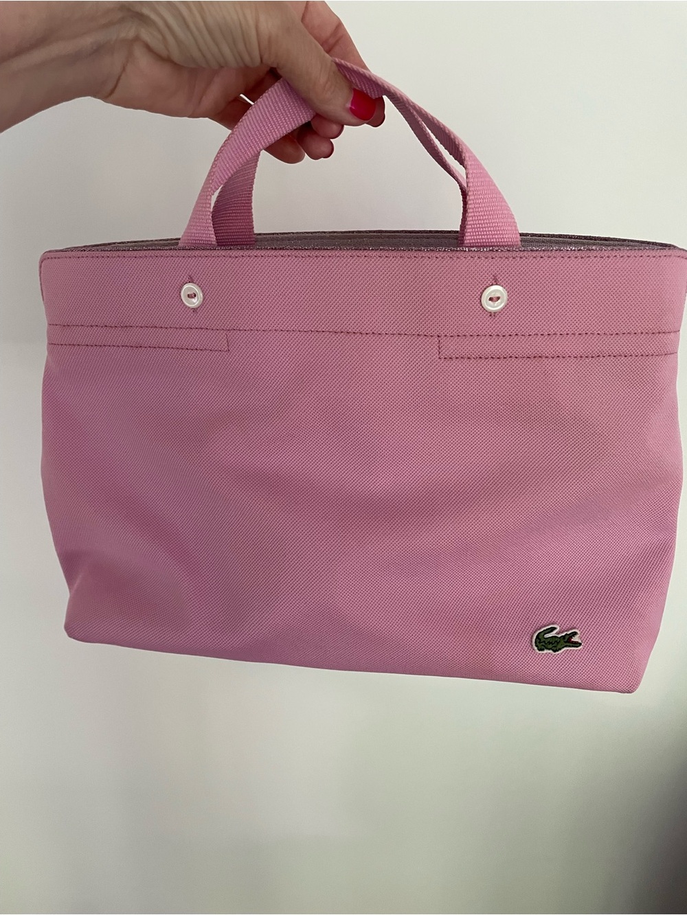 Lacoste Pink Canvas Tote with Crocodile Logo